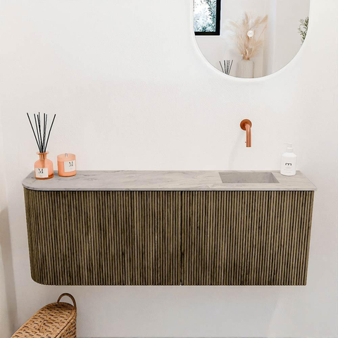 Mondiaz JOYA-DLUX 111.6cm toiletmeubel - ronding links kleur Dusk - Wastafel FAYE positie Rechts Zonder kraangat kleur Glace. SW1423181