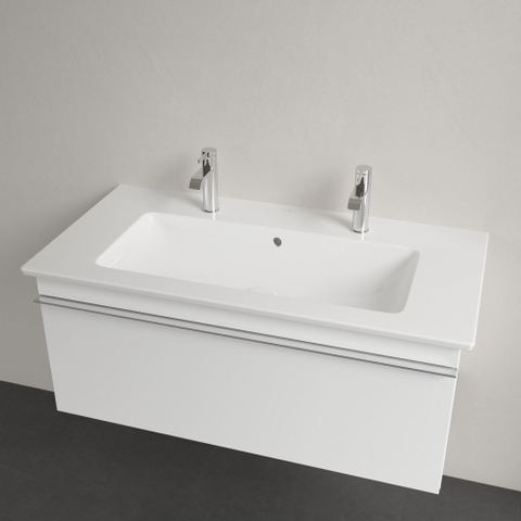 Villeroy & Boch venticello Meubelwastafel wasbak midden - 2 kraangaten - 100x50cm overloop - White Alpine (glans wit) 1025116