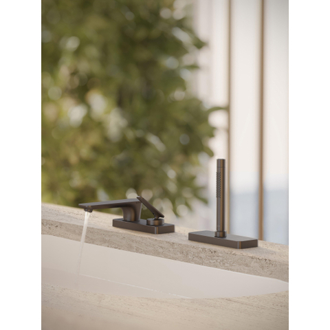 Hansgrohe Axor Citterio C afbouwdeel v. 3-gats inbouw badrandkraan m. sbox en cubic cutm. handdouche. voorsprong 15.5cm - brushed black chrome SW1152201