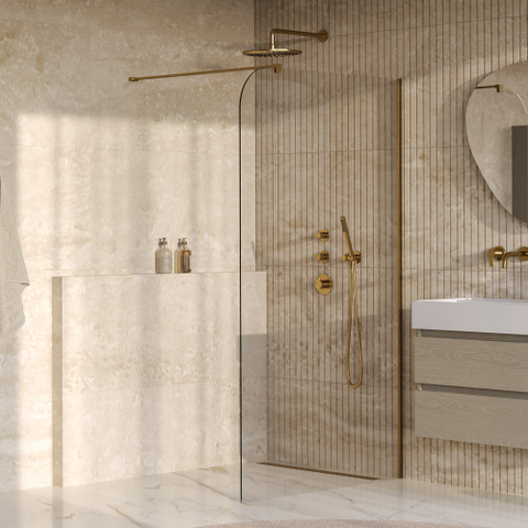BRAUER Orion Paroi de douche à l'italienne - 120x200cm - verre clair - revêtement en verre - PVD - or brossé SW1476011