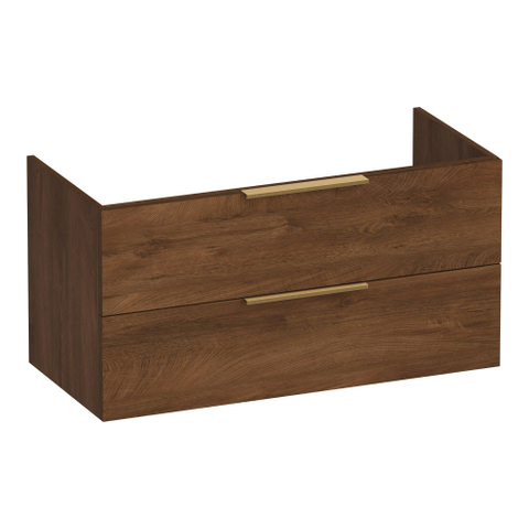 BRAUER Elevate meuble sous-lavabo 100 sans poignées rapportées 2 tiroirs à fermeture douce et 1 découpe pour siphon - Forest Cacao SW1199994