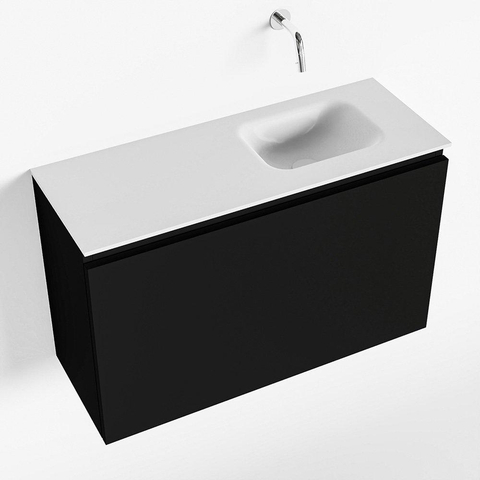 MONDIAZ OLAN Toiletmeubel 80x30x40cm met 0 kraangaten 1 lades urban mat Wastafel Lex rechts Solid Surface Wit SW473239