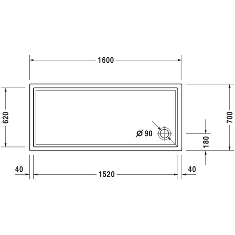 Duravit Starck receveur de douche slimline 160x70x6cm antidérapant blanc GA92634