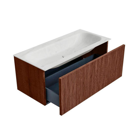Mondiaz KURVE-DLUX Ensemble de meubles de salle de bains - 100x46x40cm - 1 tiroir - vasque solid surface - central - 1 trou de robinet - Ruby SW1415752