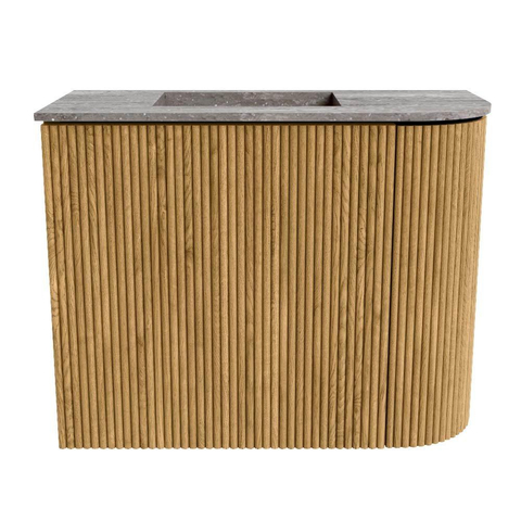 Mondiaz JOYA-DLUX Meuble de toilette 51,6cm - arrondi droit couleur Chêne - Vasque FAYE position Gauche 1 trou de robinet couleur Oza SW1424102
