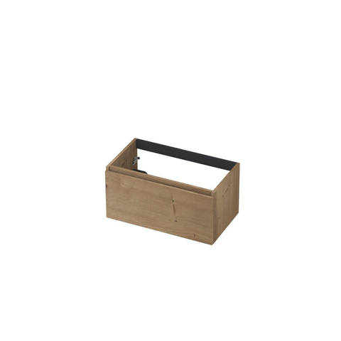 INK Wastafelonderkast - 80x45x40cm - 1 lade - greeploos - met houten keerlijst - MDF - Ash grey SW493576