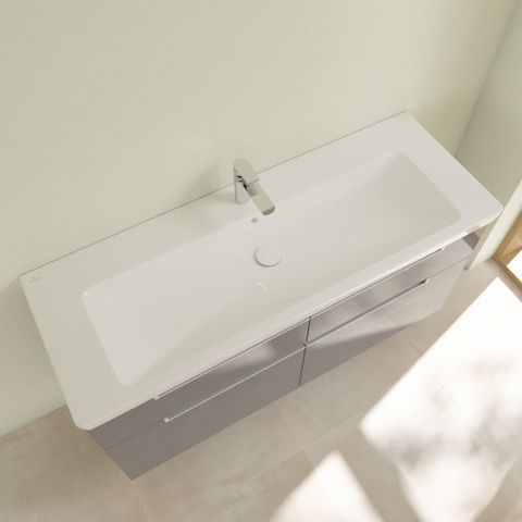 Villeroy & Boch Subway 2.0 meubelwastafel - 130x47cm - 1 kraangat - met overloop - White Alpine (glans wit) 1024046