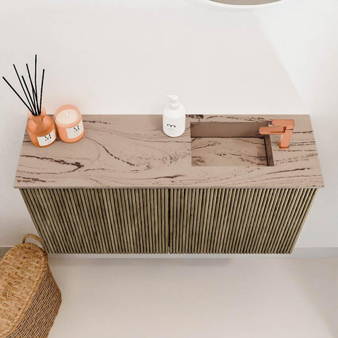 Mondiaz JOYA-DLUX 80cm toiletmeubel - kleur Dusk - Wastafel FAYE positie Rechts 1 kraangat kleur Arena. SW1425749