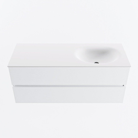 MONDIAZ VICA 120cm meuble de salle de bains sous-meuble Talc 2 tiroirs. Lavabo MOON droit sans trou de robinet, couleur Talc. SW1381923