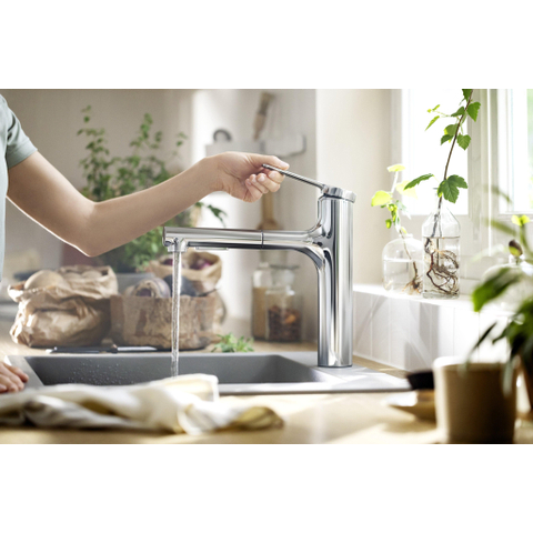 Hansgrohe Zesis M33 - 1 greeps keukenkraan - 160 metalen uittrekbare vdche - 2jet - sbox - chroom SW918593