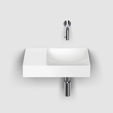 Clou Vale fontein - 38x19x7cm - rechthoek - keramiek - zonder kraangat - links - mat wit SW451451