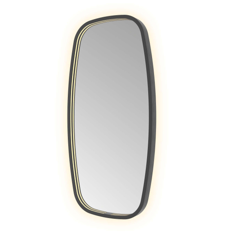 Hotbath &MORE Spiegel in aluminium frame / contour - 40x80cm - inclusief direct & indirect LED - spiegelverwarming - color changing - dimbaar - dottless - met afstandsbediening - PVD - geborsteld zwart SW1246851