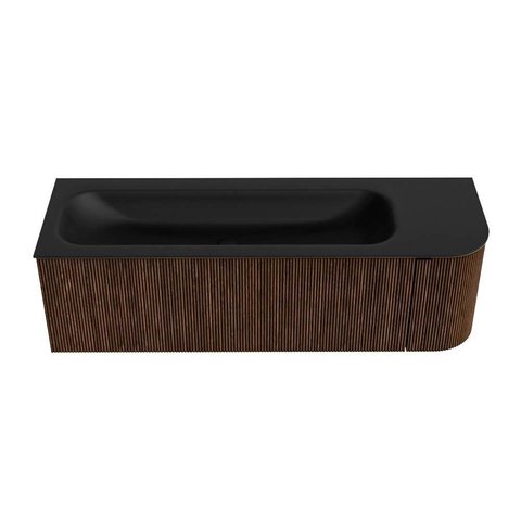 MONDIAZ KURVE Meuble de salle de bains 145 cm avec module 25 R couleur Walnut avec 1 tiroir et 1 porte. Lavabo BIG LARGE gauche 1 trou de robinet Urban. SW1138479