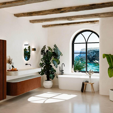 MONDIAZ THOR-DLUX 170cm badmeubel ronding links + rechts kleur Ruby met 1 lade en 2 deuren. Vrijhangende wastafel CLOUD Rechts zonder kraangat kleur Opalo. SW1465481