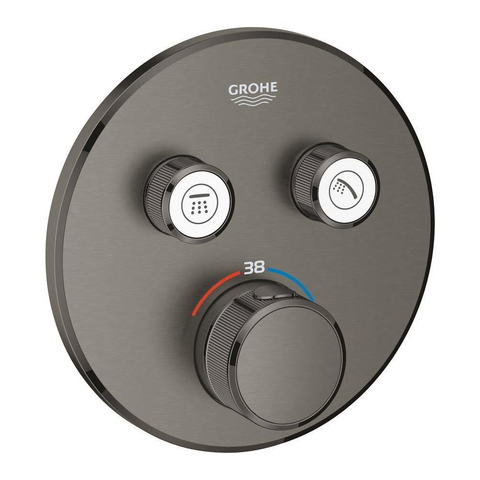 Grohe SmartControl Inbouwthermostaat - 3 knoppen - rond - brushed hard graphite (antraciet) SW225087