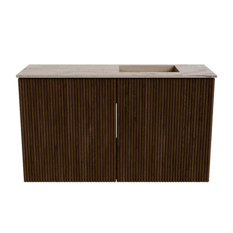 Mondiaz JOYA-DLUX 70cm toiletmeubel - kleur Walnut - Wastafel FAYE positie Rechts Zonder kraangat kleur Arena. SW1424330