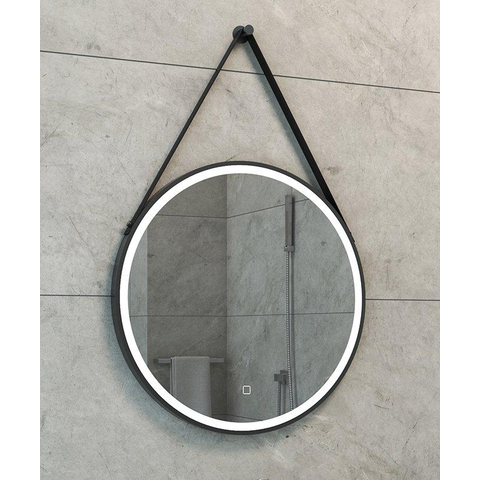 Wiesbaden Cinto Spiegel rond - met band LED dimbaar en spiegelverwarming - 60cm - mat zwart SW767398