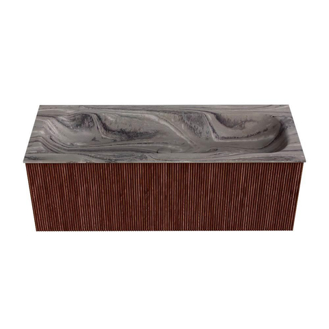 MONDIAZ KURVE-DLUX Meuble de salle de bains 120 cm couleur Ruby avec 1 tiroir et 0 porte. Lavabo BIG LARGE central 1 trou de robinet Sombra. SW1433970