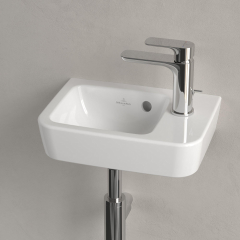Villeroy & Boch O.novo fontein - 36x25cm - 1 kraangat rechts - met overloop CeramicPlus - White Alpine (glans wit) SW448504