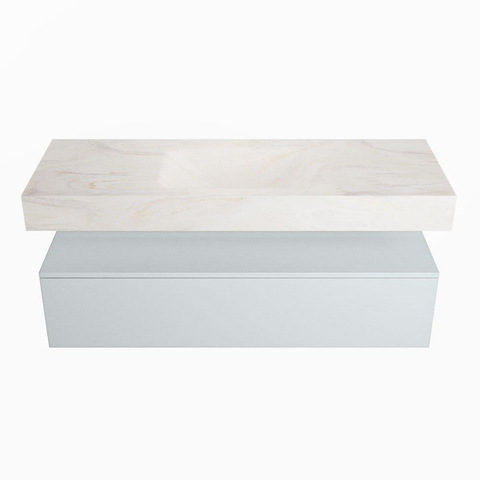 Mondiaz ALAN-DLUX Ensemble de meuble - 130cm - meuble Clay mat - 1 tiroir - Lavabo Cloud Ostra suspendu - vasque Centre - 1 trou de robinet SW807665