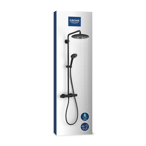 Grohe Vitalio Joy Douchesysteem - thermostatisch - cooltouch - hoofddouche diameter 26cm - handdouche diameter 11cm - matte black (mat zwart) SW1126862