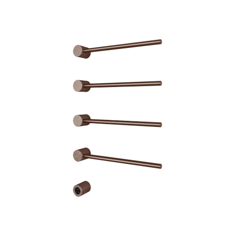 Hotbath &MORE Handdoekradiator - 50x76cm - rond - 4 stangen - horizontaal - met schakelaar - PVD - geborsteld koper SW1245692