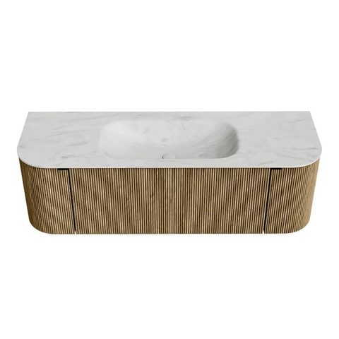Mondiaz KURVE-DLUX Ensemble de meuble de salle de bains - 140x46x40cm - 1 tiroir - 2 portes - lavabo solid surface - central - 1 trou de robinet - Dusk SW1415072