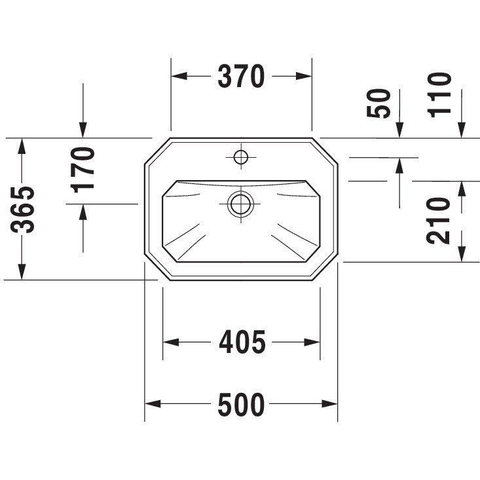 Duravit Serie 1930 Fontein - 500x195x365mm - 1 kraangat overloop - wit 0293288