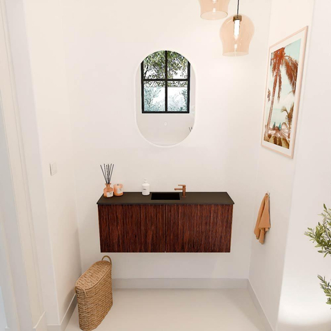 Mondiaz JOYA 100cm meuble de toilette - couleur Ruby - Vasque FAYE position Milieu 1 trou de robinet couleur Urban. SW1421829