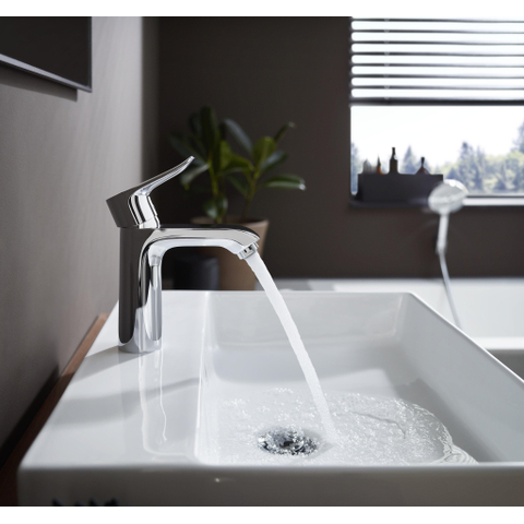 Hansgrohe Metris 1 greeps wastafelkraan - 110 met trekwaste - hoogglans chroom 0450906