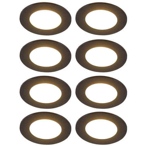 QAZQA Blanca Inbouwspot - set van 8 - 9x9cm - incl. LED - 3 staps dimbaar - IP44 - mat zwart SW1209741