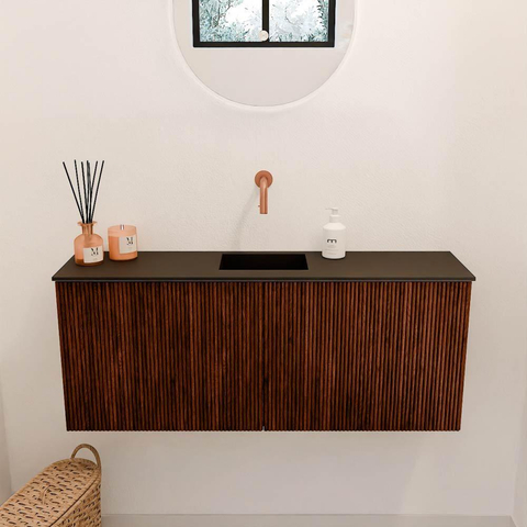 Mondiaz JOYA 100cm toiletmeubel - kleur Ruby - Wastafel FAYE positie Midden Zonder kraangat kleur Urban. SW1421820