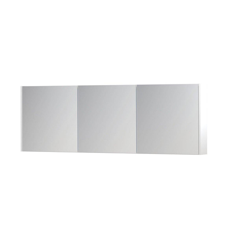 INK SPK1 Spiegelkast - 180x14x60cm - 3 deuren - dubbelzijdige Spiegel - schakelaar en stopcontact - MDF lak wit mat SW493964