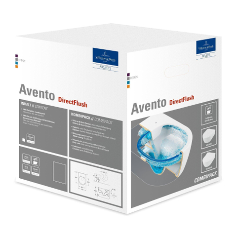 Villeroy & Boch Avento combi pack - met wandcloset - diepspoel DirectFlush - met slimseat closetzitting - 37x53cm - White Alpine (glans wit) SW59891