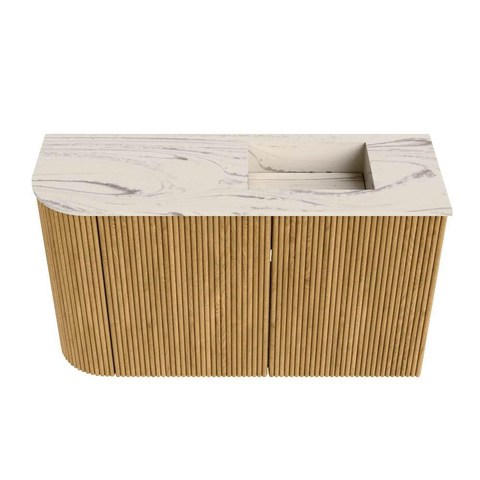 Mondiaz JOYA-DLUX Meuble de toilette - 71,6cm - arrondi gauche couleur Chêne - Vasque FAYE position Droite Sans trou de robinet couleur Nata SW1424047