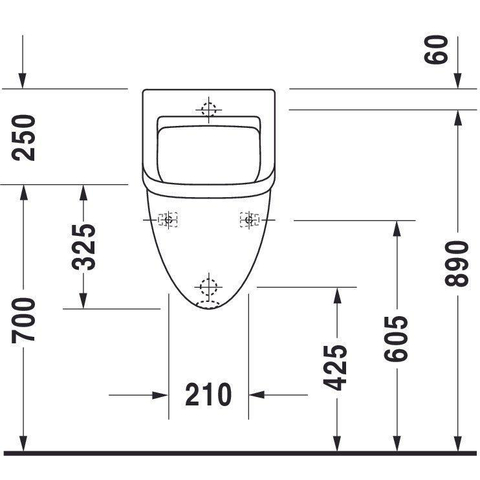 Duravit Starck 3 Urinoir afzuigend - met achterinlaat - met bevestiging - wit 0314803