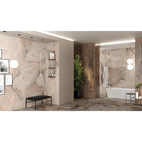 ÉCHANTILLON Ceralto Alabro Vein carrelage sol et mur 60X120cm rectifié Rose Brillant SW912354