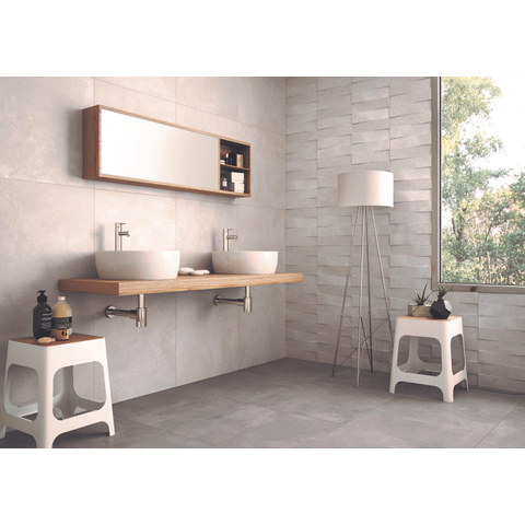Terravito Velaro carreau mural - 5x60cm - Rectangulaire - 9mm - rectifié - effet béton - Glaciar SW159301