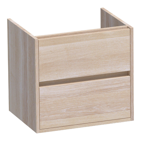 BRAUER Adore Meuble sous-lavabo - 60x46x55cm - 2 tiroirs softclose sans poignées - 1 découpe pour siphon - chêne massif - lattes de chêne blanc SW223345