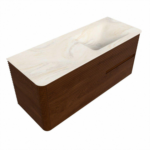Mondiaz CIRO-DLUX Ensemble de meubles de salle de bains - 120x45x50cm - Vasque solid surface Ostra - 1 bassin à droite - 1 trou de robinet - 2 tiroirs - Ruby SW1531838