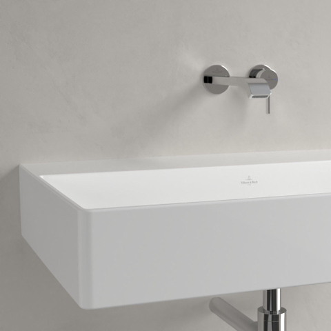 Villeroy & Boch memento 2.0 wastafel - voor handdoekhouders - 80x47cm - zonder overloop - zonder kraangat CeramicPlus - White Alpine (glans wit) SW336057