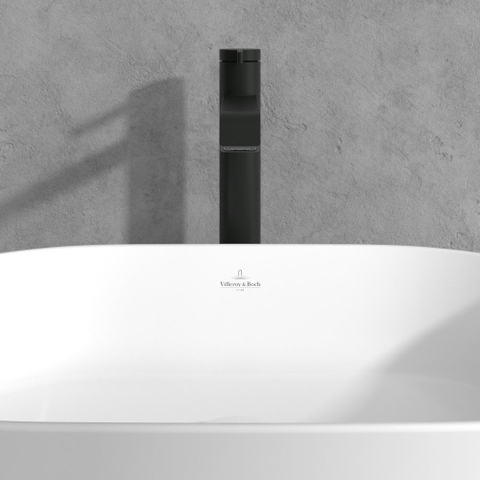 Villeroy & Boch Dawn 1 greeps wastafelkraan verhoogd - zonder pop up afvoergarnituur - mat zwart SW974142