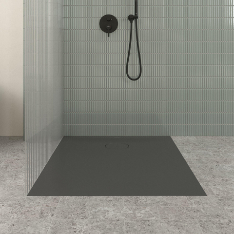Villeroy & Boch Ecora douchebak - 100x90x3.5cm - afvoer korte zijde - anthracite (antraciet) SW1558967