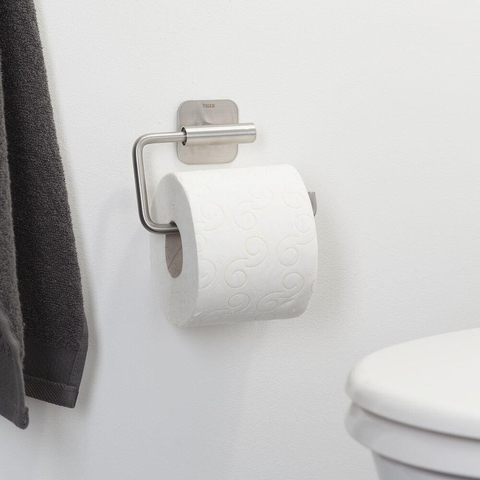 Tiger Colar Toiletrolhouder - zonder klep - zelfklevend - geborsteld RVS SW106811