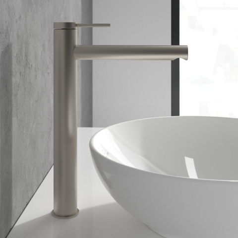 Villeroy & Boch Loop & Friends 1 greeps wastafelkraan verhoogd - zonder waste - Brushed Nickel (rvs) SW974160