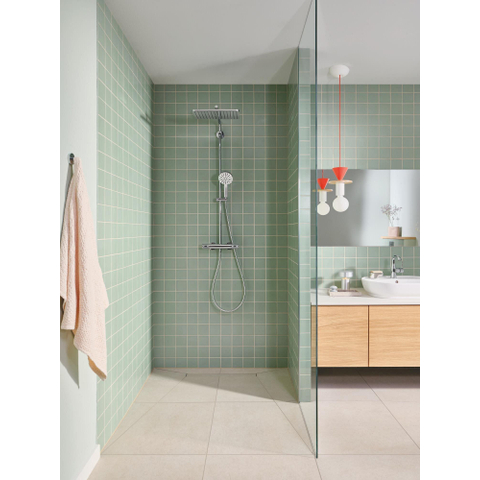 GROHE Vitalio Joy+ System 350x230 douchesysteem met thermostaatkraan - hoofddouche en handdouche - 35x23cm - chroom SW1590105