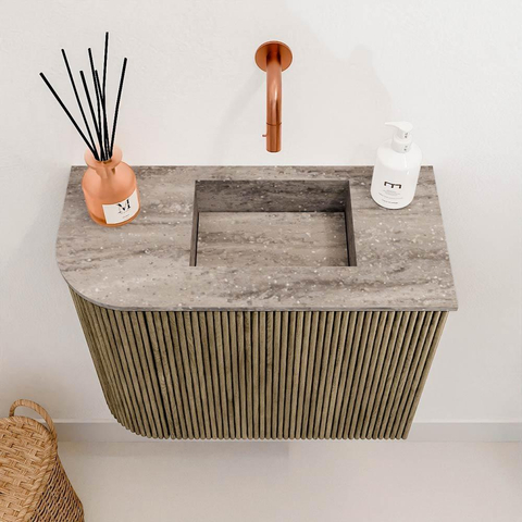 Mondiaz JOYA-DLUX 51.6cm toiletmeubel - ronding links kleur Dusk - Wastafel FAYE positie Rechts Zonder kraangat kleur Oza. SW1425997