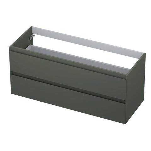 INK Wastafelonderkast - 120x45x52cm - 2 lades - greeploos - MDF lak - Mat beton groen SW416540
