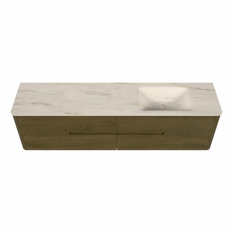 Mondiaz CIRO-DLUX Badkamermeubelset - 190x45x50cm - Solid surface wastafel Meli - 1 wasbak Rechts - zonder kraangaten - 4 lades - Dusk SW1533188