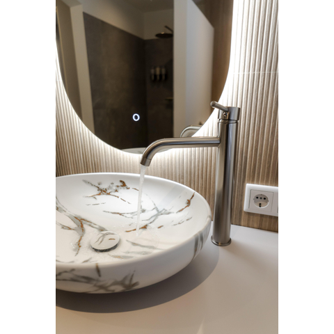 Fortifura Calvi Robinet de lavabo réhaussé H33.1cm à poser Inox brossé SW377857